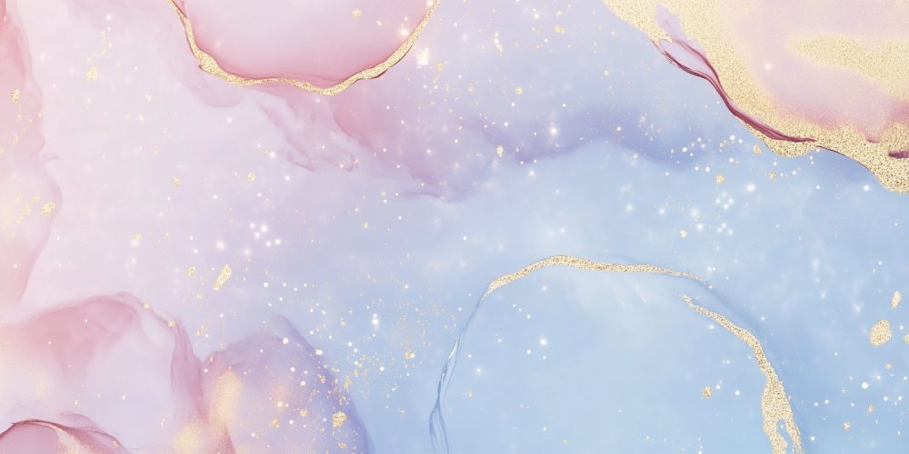 Gouden Glitter Roze Blauw behang