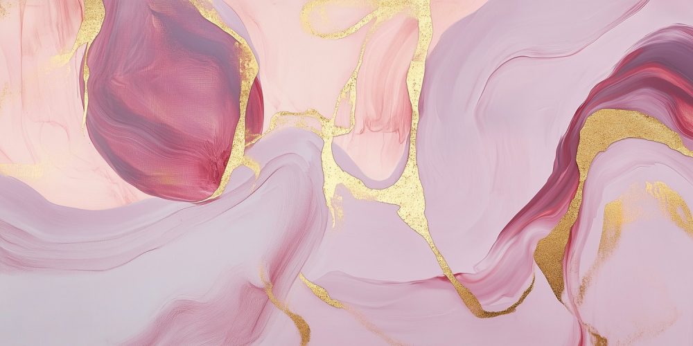 Roze Gouden Abstracte Kunst behang