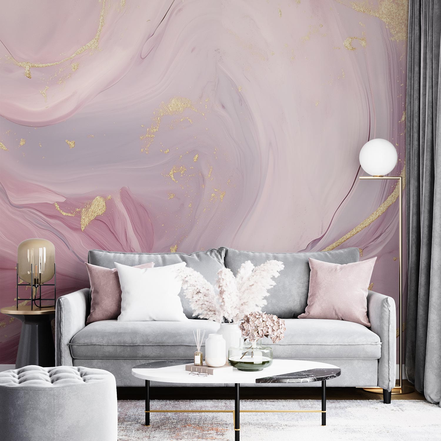Gouden Glinster Roze Paars behang - Afbeelding 2