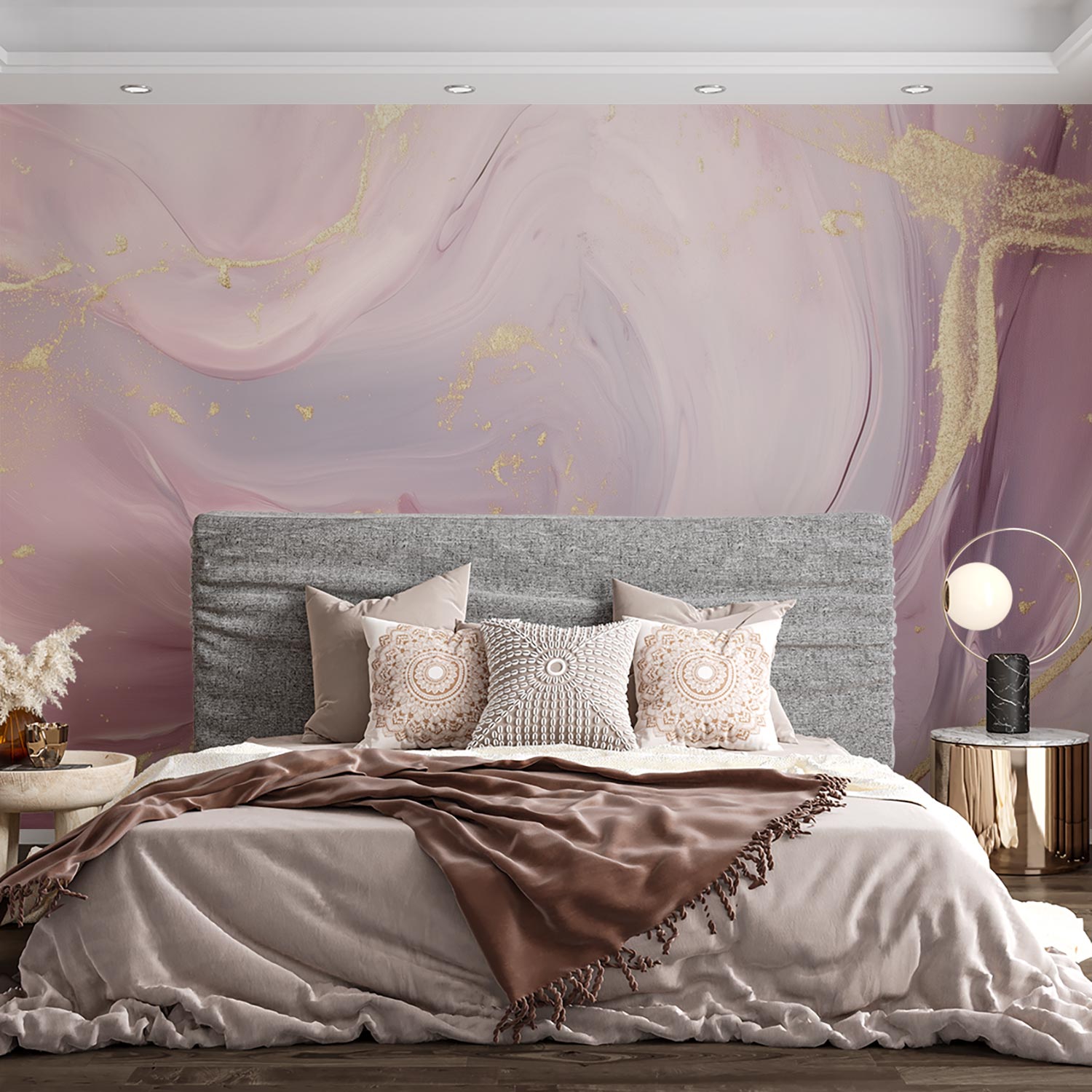 Gouden Glinster Roze Paars behang - Afbeelding 3