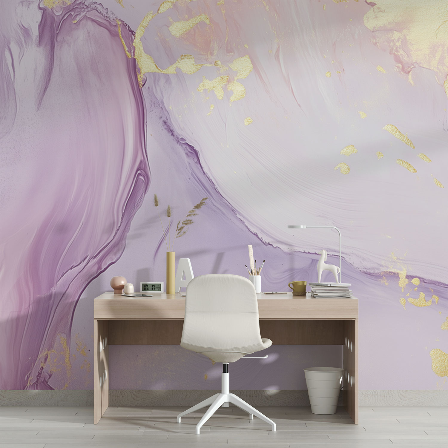 Zacht Roze Paars Abstract behang - Afbeelding 2