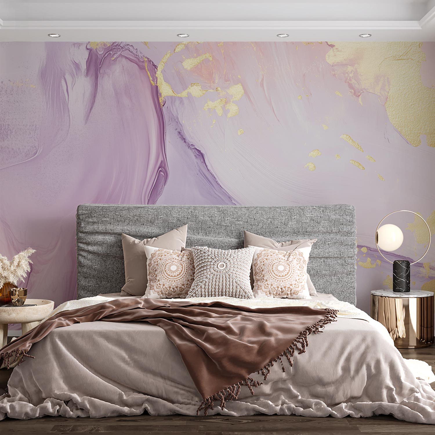 Zacht Roze Paars Abstract behang - Afbeelding 3