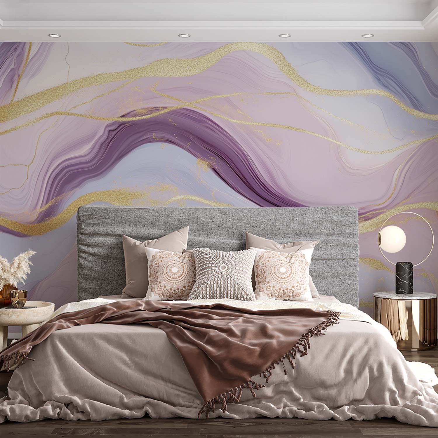 Purper Gouden Marmer Abstract behang - Afbeelding 4