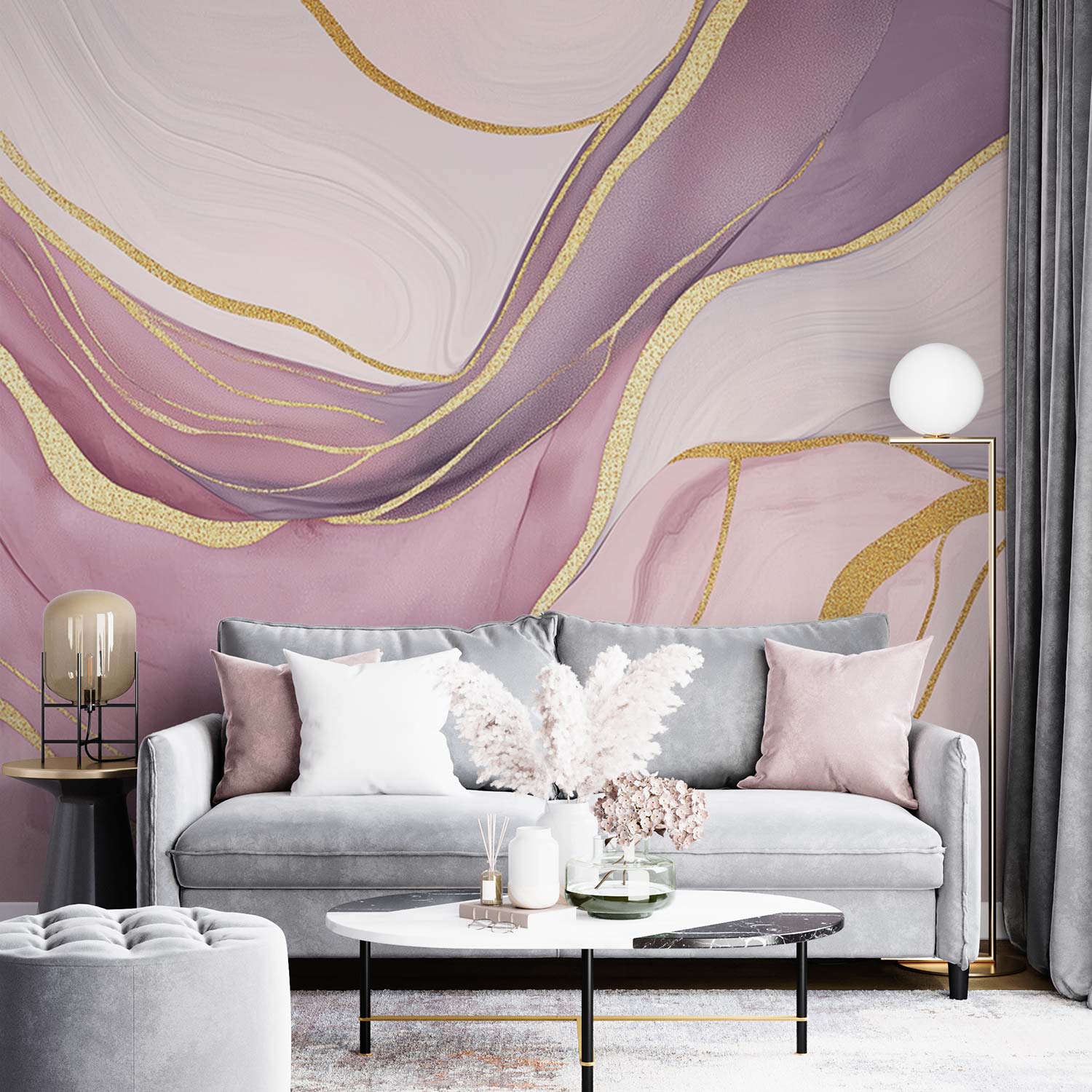 Dromerige Gouden Abstracte behang - Afbeelding 4