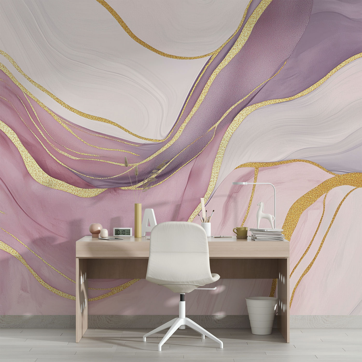 Dromerige Gouden Abstracte behang - Afbeelding 3