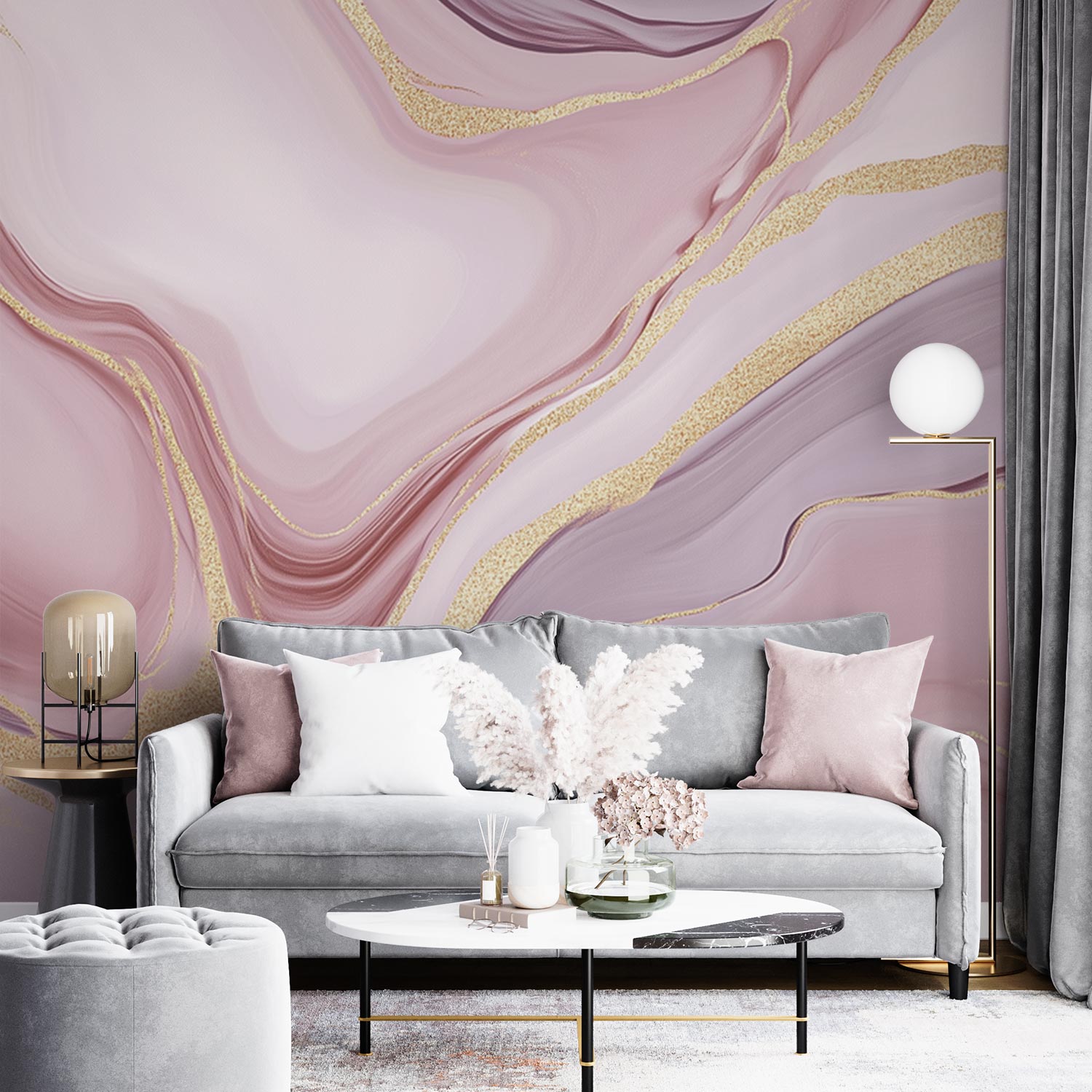 Roze Paarse Marmeren Elegantie behang - Afbeelding 4