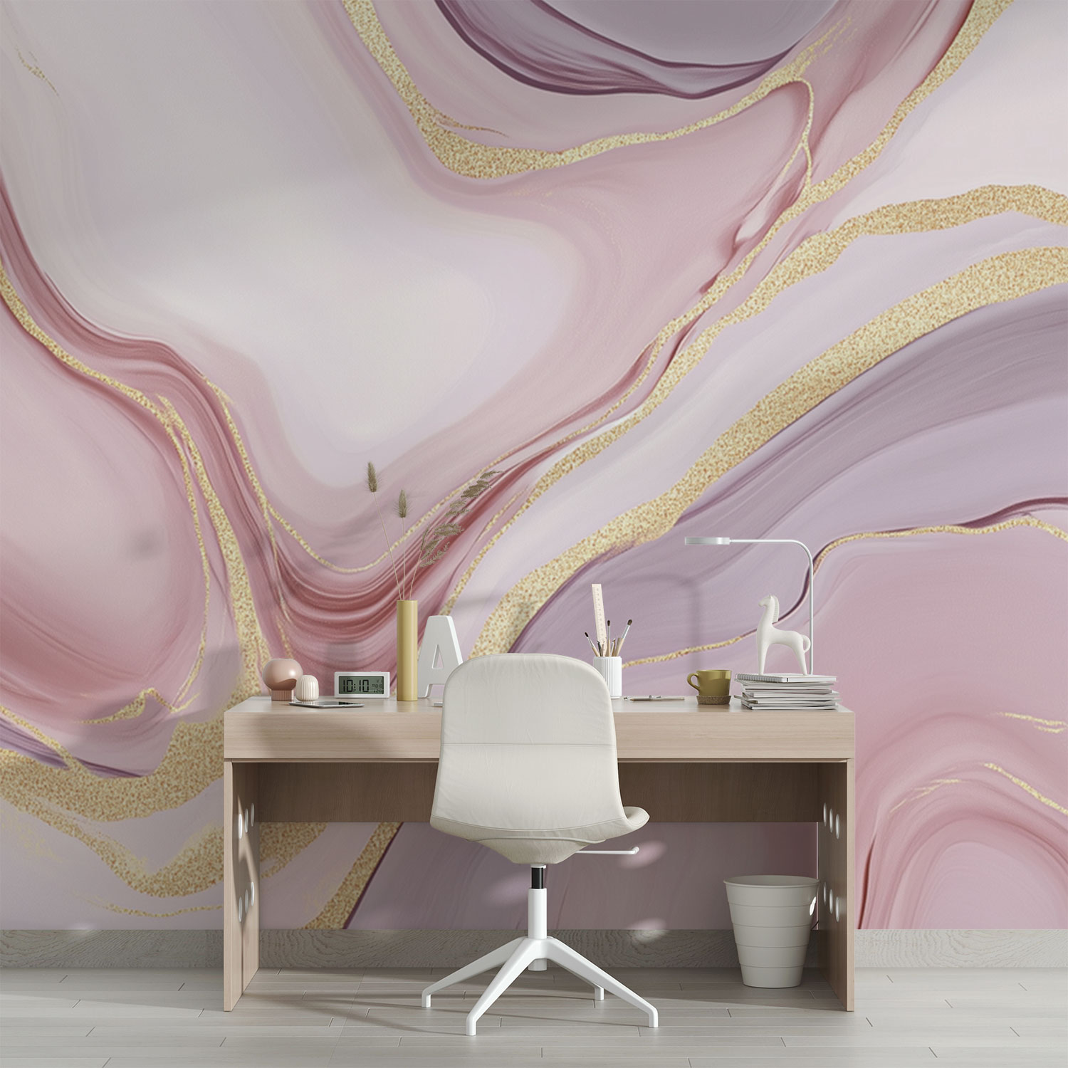 Roze Paarse Marmeren Elegantie behang - Afbeelding 3