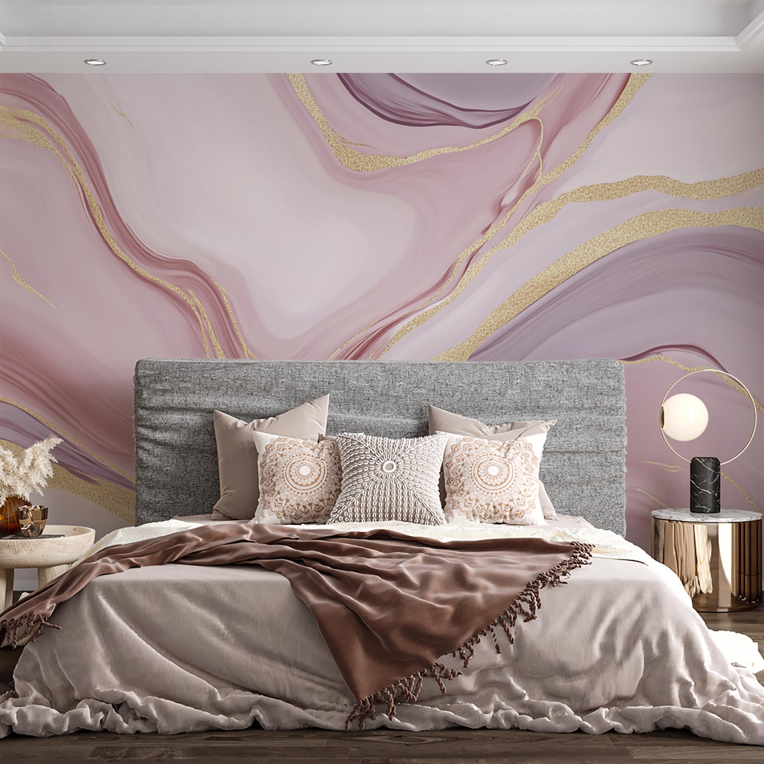Roze Paarse Marmeren Elegantie behang - Afbeelding 2