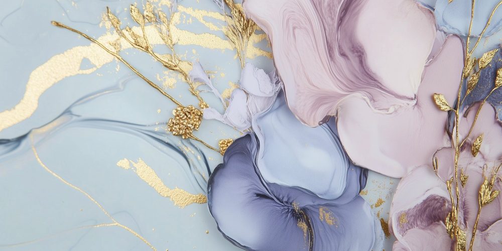 Elegant Marmer Goudblad Kunst behang