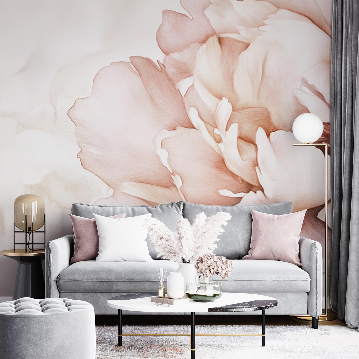 Prachtige roze bloemclose-up behang - Afbeelding 3