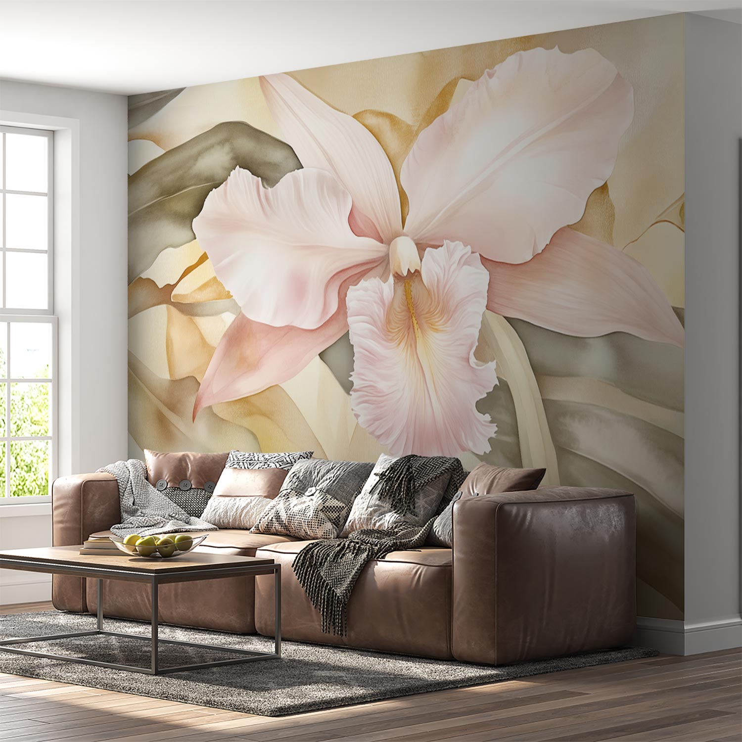 Prachtige Roze Orchidee Bloem behang - Afbeelding 4