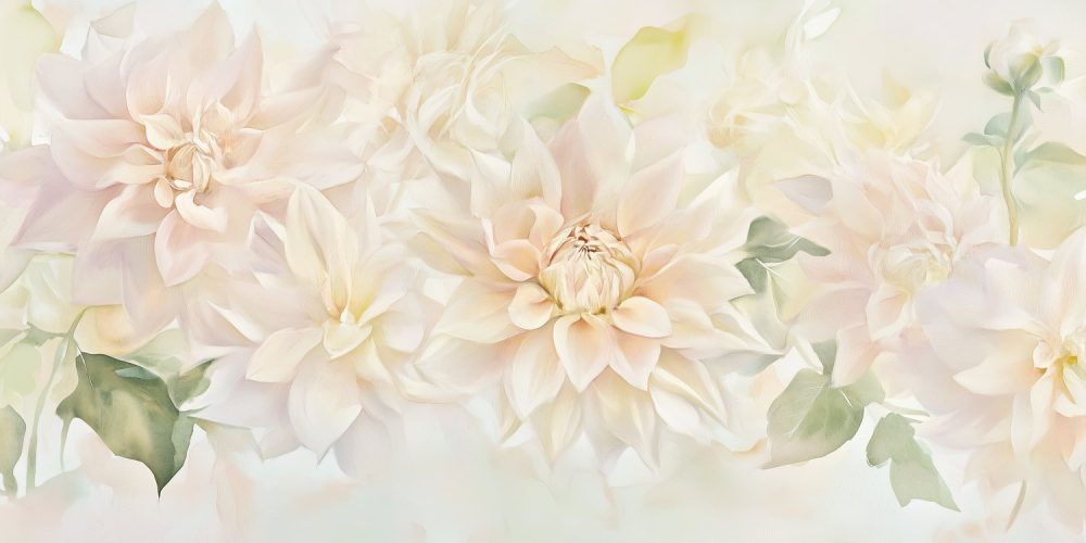 Zachtroze dahlia bloemstuk behang