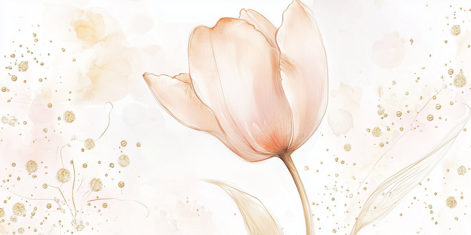Roze tulp met gouden accenten behang