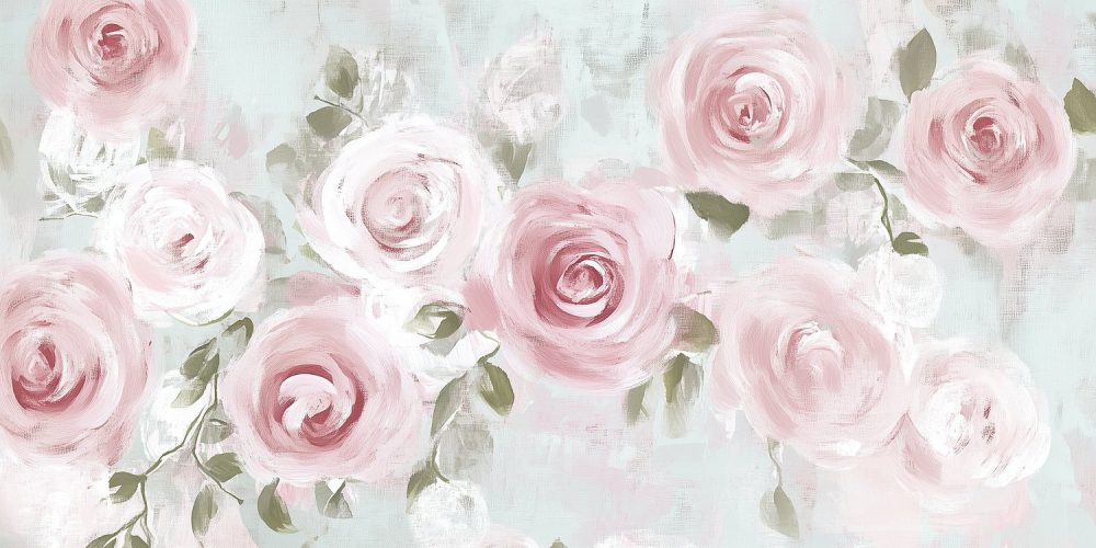 Roze Rozen Schilderij behang
