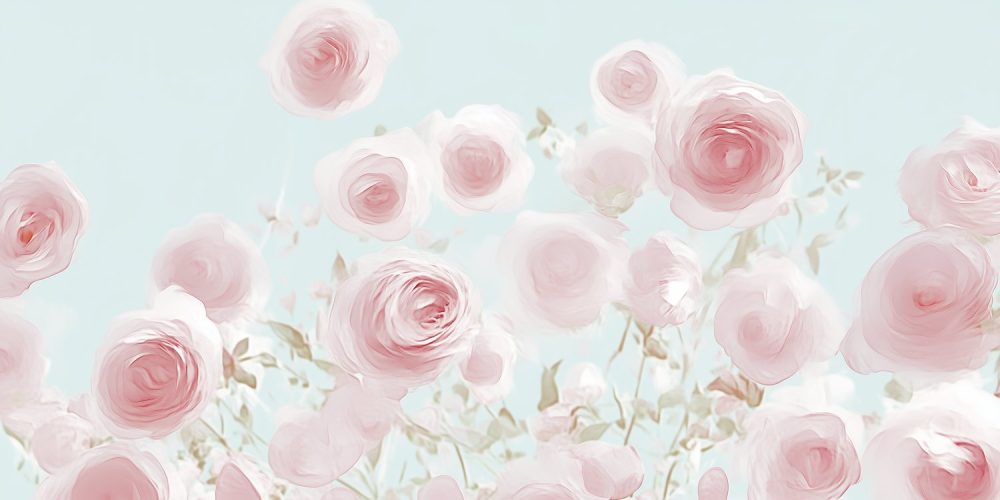 Roze Rozenveld in Bloei behang