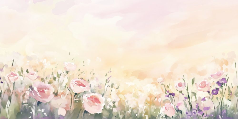 Pastel Rozen Watercolor Schilderij behang