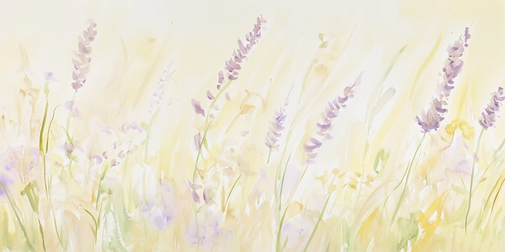 Lavendelveld in Pastelkleuren behang