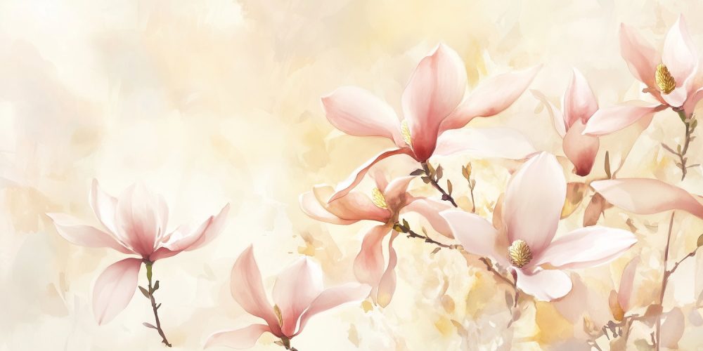 Prachtige roze magnoliabloesem behang