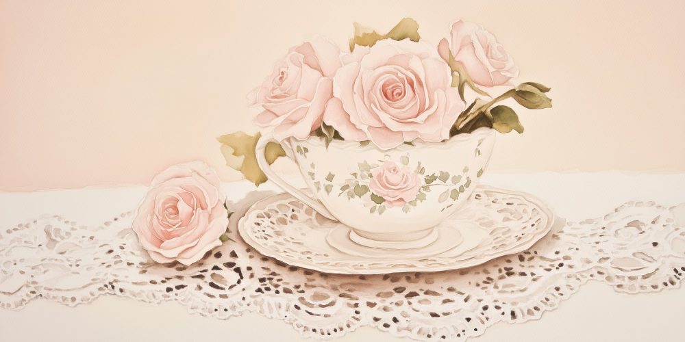 Florale Rozen Theekop behang