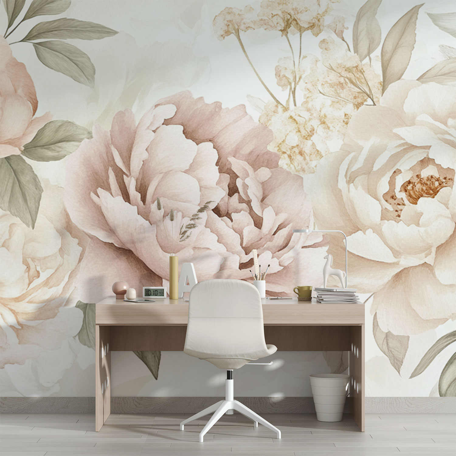 Prachtige roze pioenrozenboeket behang - Afbeelding 3