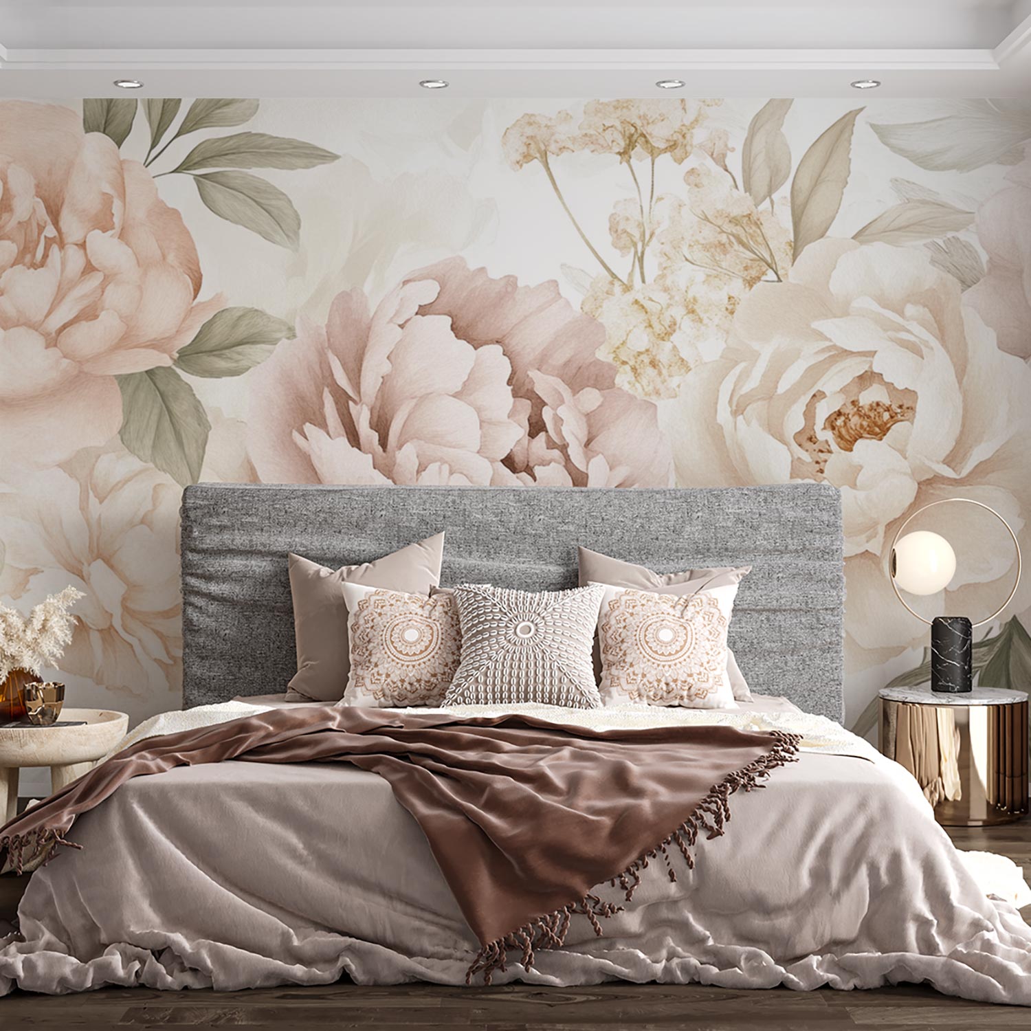 Prachtige roze pioenrozenboeket behang - Afbeelding 4