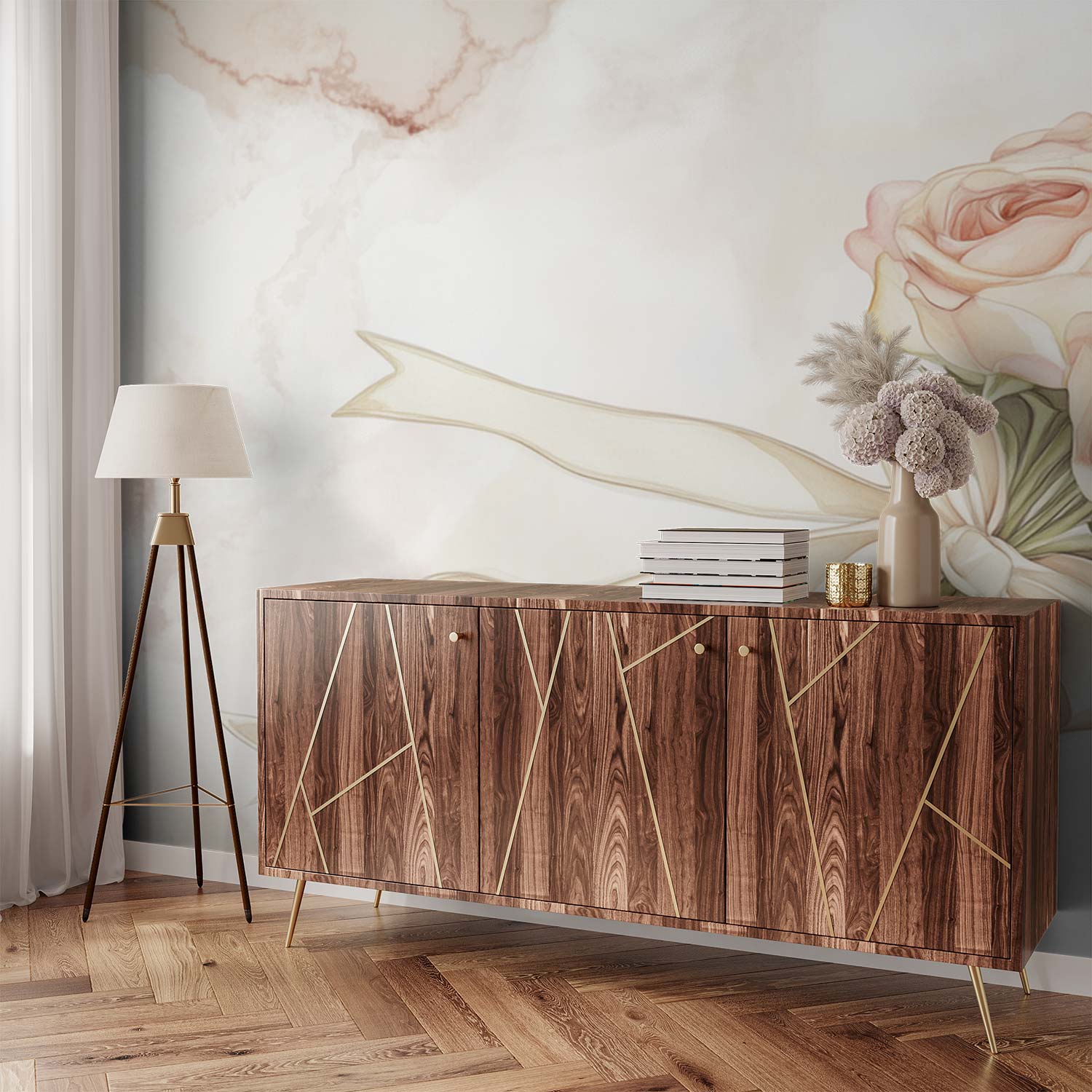 Elegant Rozenboeket met Lint behang - Afbeelding 4
