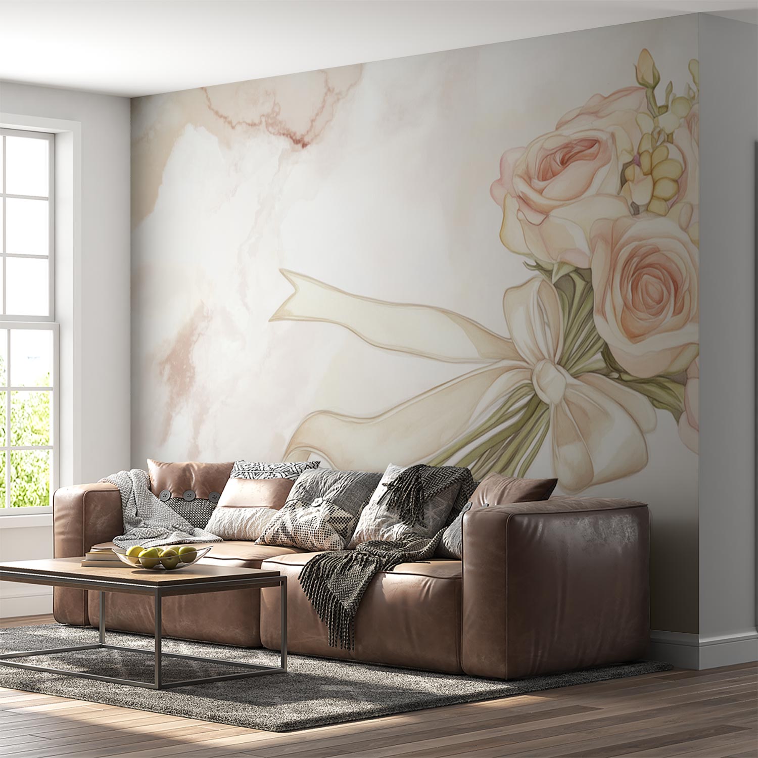 Elegant Rozenboeket met Lint behang - Afbeelding 2