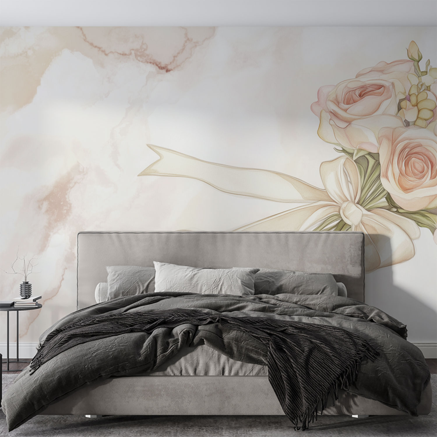 Elegant Rozenboeket met Lint behang - Afbeelding 3