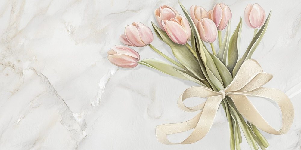 Elegante Roze Tulpen Boeket behang