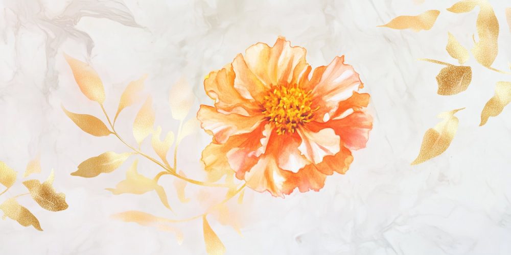 Gouden Bloem Natuurkunst behang