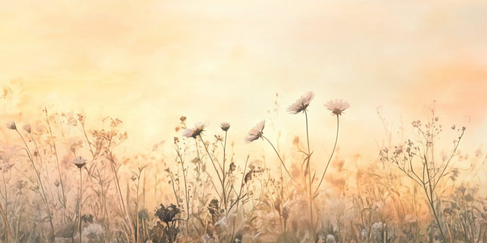 Gouden Bloemenweide Gloed behang