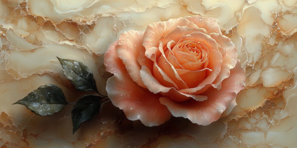 Roos op Marmer  behang
