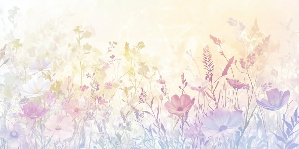 Kleurrijk bloemenveld tafereel behang