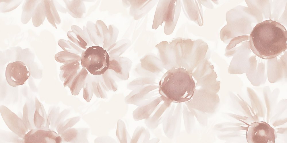 Pastel roze madeliefjes schilderij behang