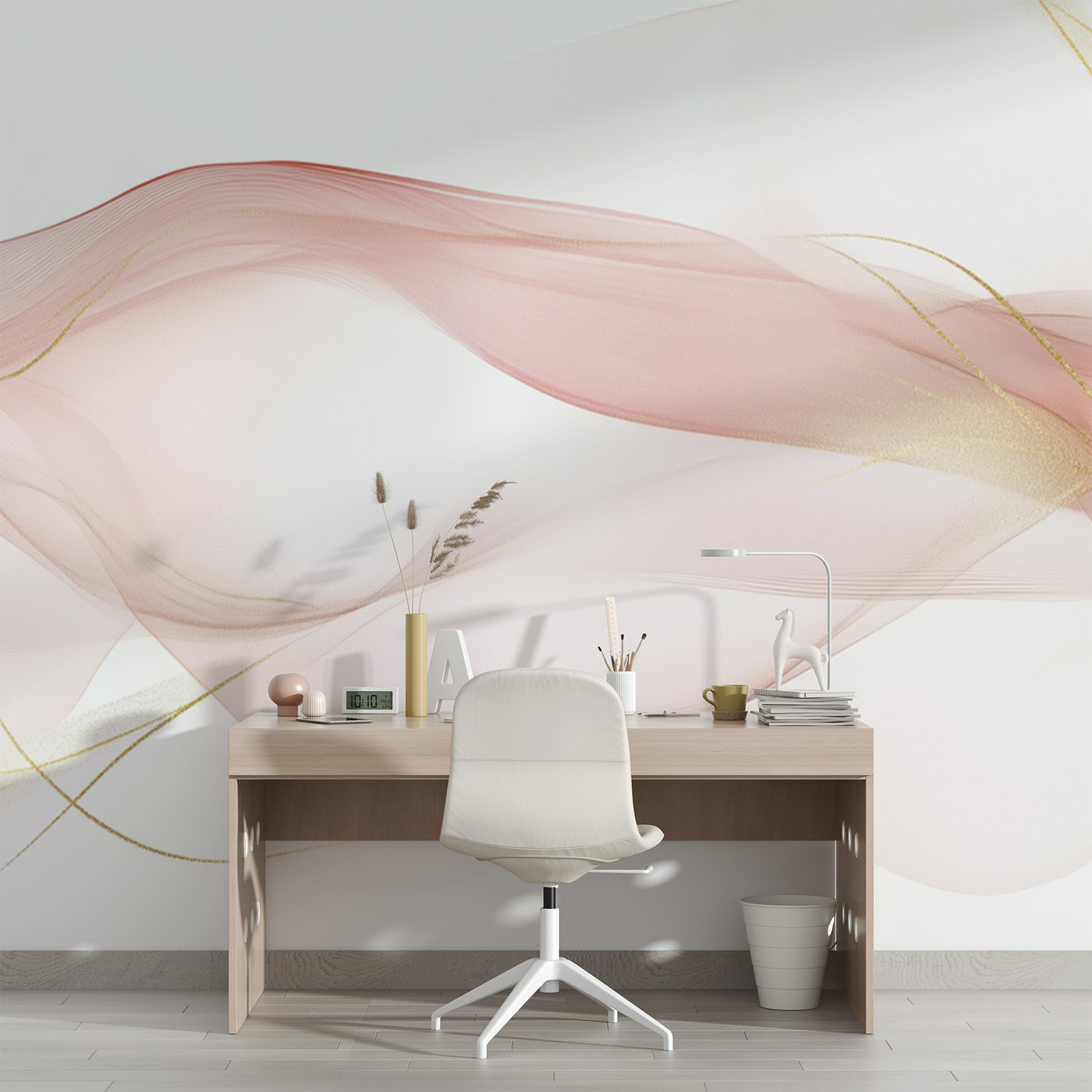 Roze Gouden Sierlijke Abstractie behang - Afbeelding 4