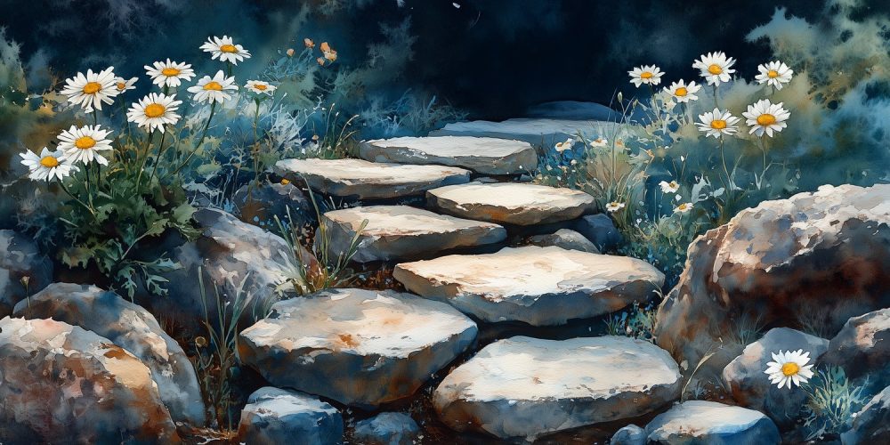 Vredige Tuin Waterverfschilderij behang