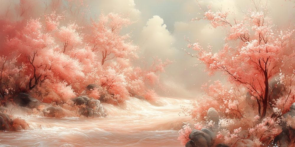 Rustige Zonsondergang Rivier behang