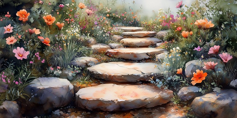 Kleurrijke Tuin Waterverfschilderij behang