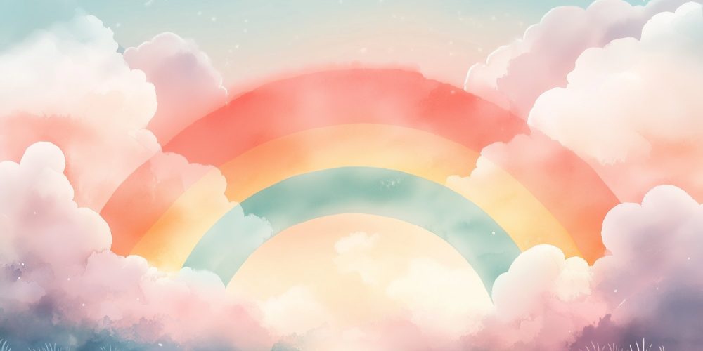 Pastel Regenboog Wolkenhemel behang