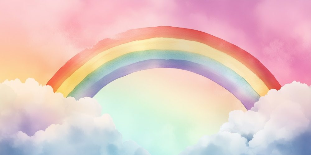 Vrolijke Regenboog Wolkenhemel behang