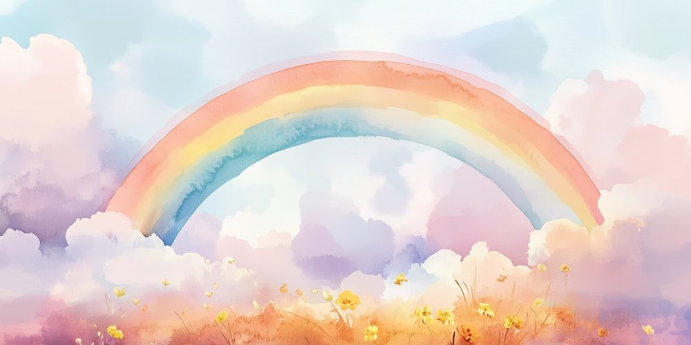 Pastel Regenboog Landschapsschilderij behang