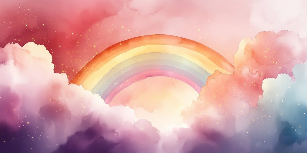 Vrolijke Regenboogwolkenhemel behang