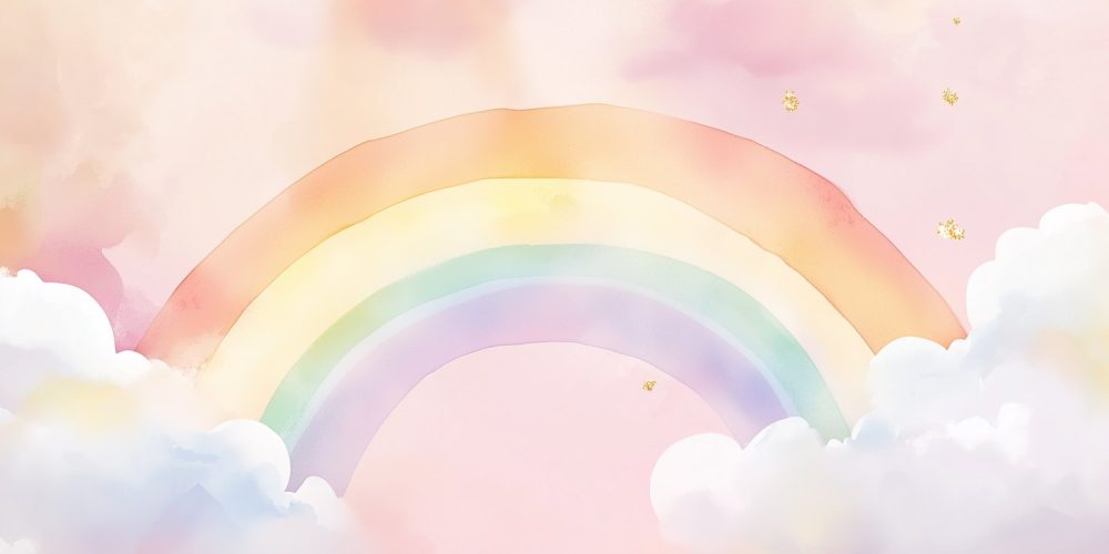 Vrolijke regenboog lucht behang