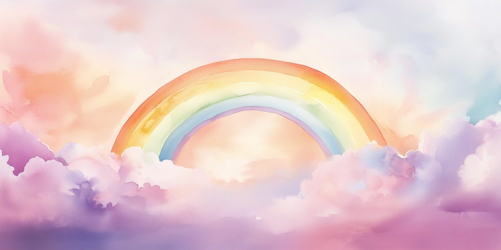Kleurrijke waterverf regenboog behang