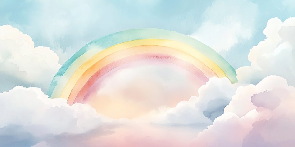 Pastel Regenboog Wolkenhemel behang