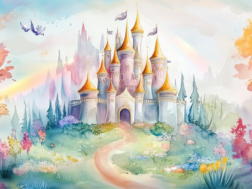 Fantastisch sprookjeskasteel behang