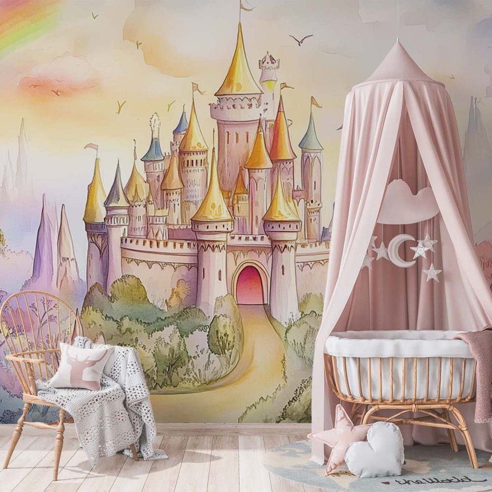 Alternative view of Fantastisch Watercolor Kasteel behang