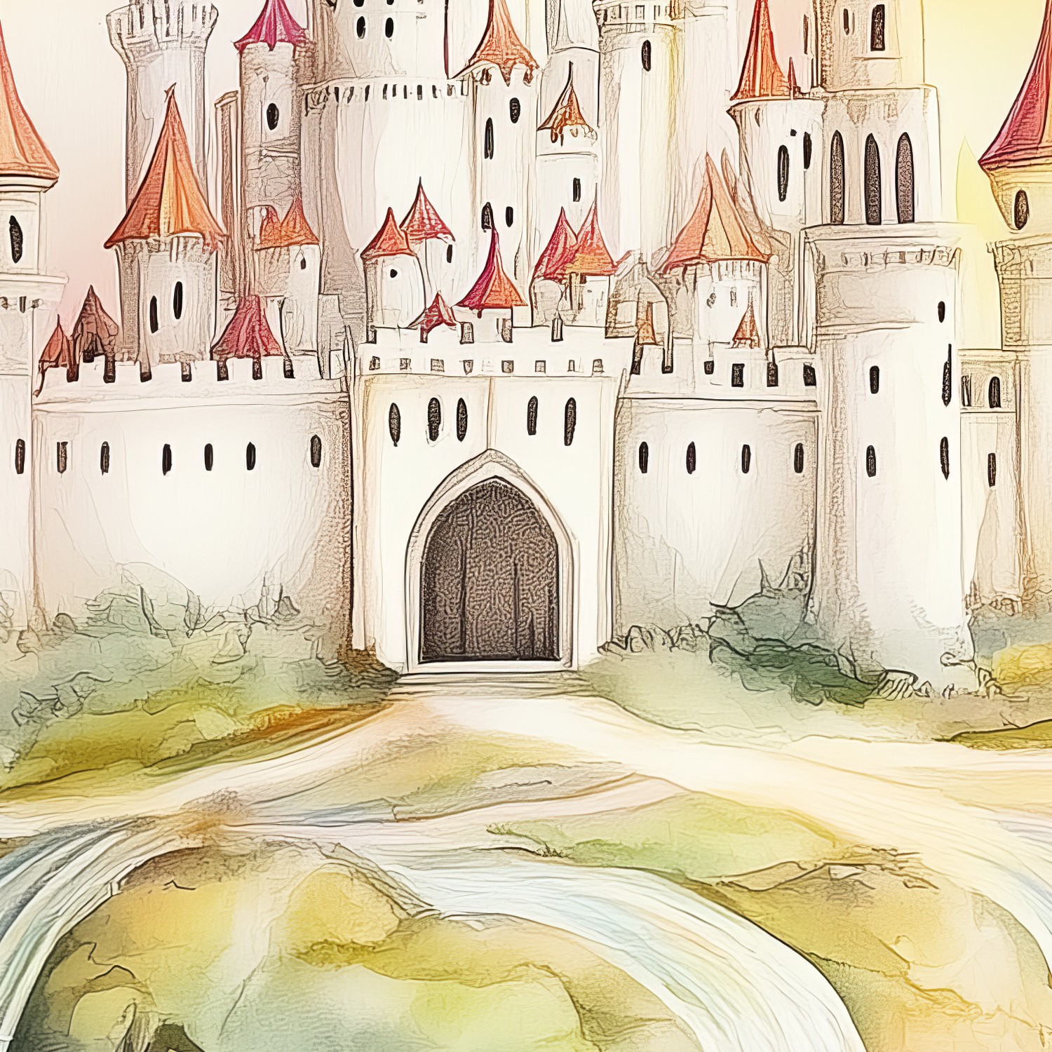 Drijvend Vogelfantasiekasteel behang - Afbeelding 5