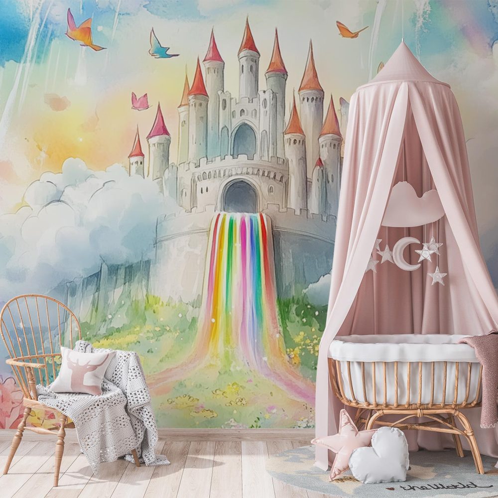 Alternative view of Magisch Kasteel met Regenboog behang