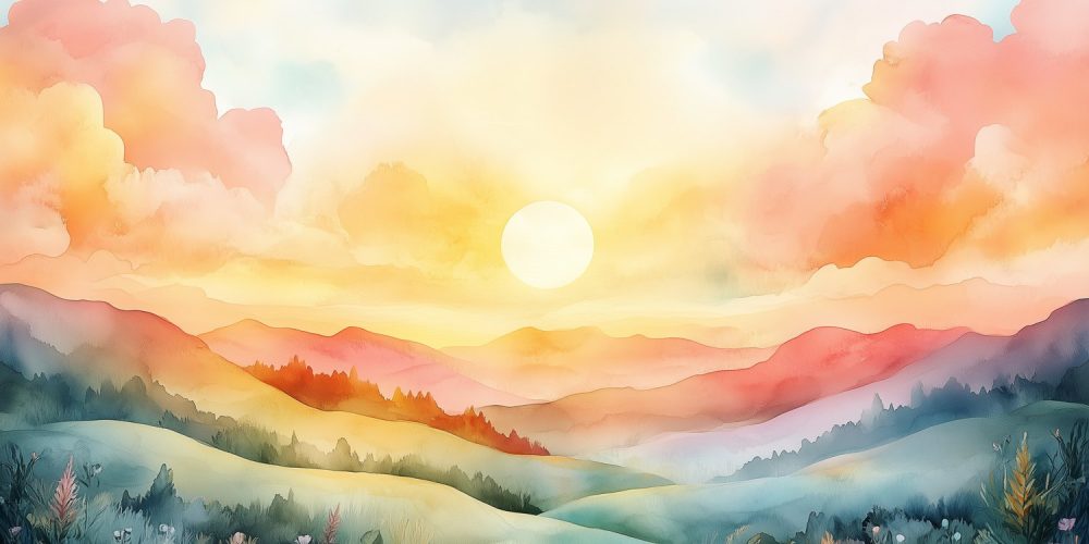 Gouden Zonsondergang Berglandschap behang